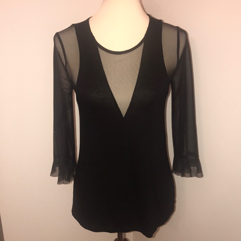 BCBGMAXAZRIA Black and sheer top.